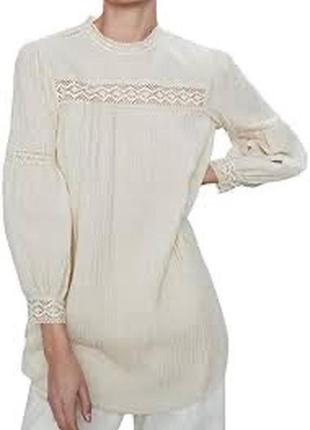 Zara лен коттон длинный фактурный топ 3666/023/712