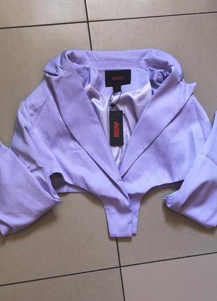 Пиджак укороченный лиловый misspap жакет короткий трендовый фиолетовый  zara2 фото
