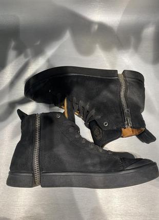 Diesel men's black zip detail sneakers