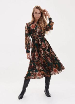Плиссированное платье с цветочным принтом plus-size6 фото