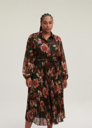 Плиссированное платье с цветочным принтом plus-size5 фото