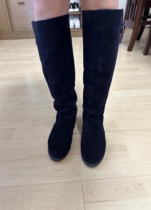 Трендові чоботи жокейські замшеві осінні зимові ботинки труби zara hm mango massimo dutti1 фото