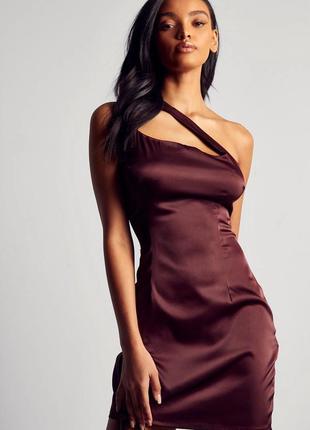 Атласна міні-сукня з вигнутими бретелями misspap 💕2 фото