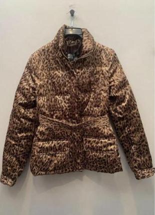 Zara микропуховик куртка леопардовый принт