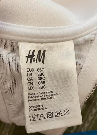 Шикарный, базовый, коттоновый, бюстгальтер, белого цвета, от бренда: h&amp;m 👌9 фото