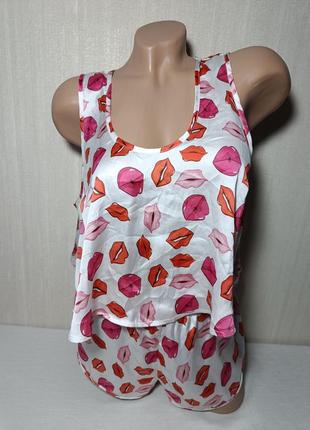 Пижама искусственный шелк. женская пижама . жіноча піжама майка шорти.