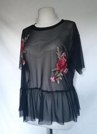 Женская блуза, блузка сетка вышивка, вышиванка.5 фото