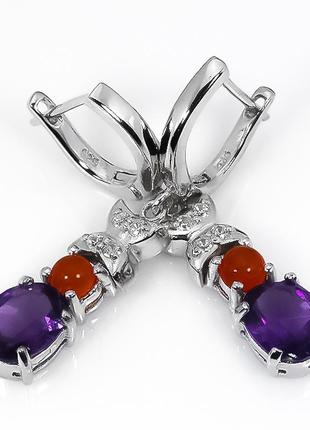 Срібні серкжки з натуральними аметистами