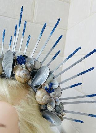 Венок корона обруч ободок морской морская тематика с ракушками для русалки3 фото