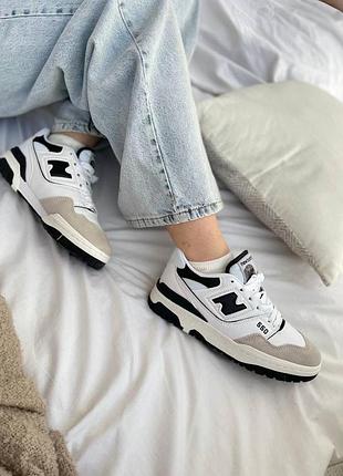 Мужские кроссовки new balance 550 white black / smb