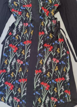 Качественное легкое черное платье рубашка в цветах вискоза 12 р3 фото