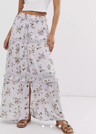 Спідниця максі на ґудзиках із рюшами