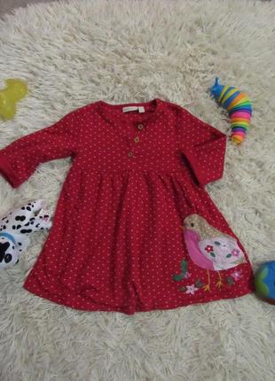 Нарядное красное платье в горошек на девочку 18-24 месяца