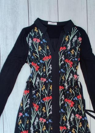 Качественное легкое черное платье рубашка в цветах вискоза 12 р7 фото