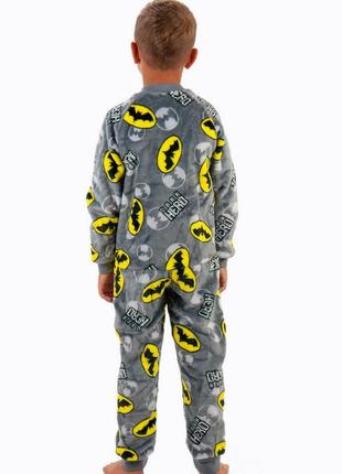 Махровая пижама комбинезон, махровый цельный комбинезон на молнии кигуруми махра велсофт с бэтменом, со звездочками, бэтмен5 фото