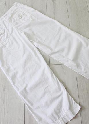 Білі лляні прямі штани next7 фото