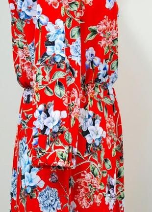 Платье миди h&amp;m в цветочный принт с длинным рукавом.4 фото