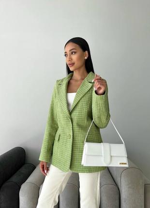 Піджак класичний зелений жіночий3 фото