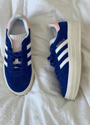 Невероятные кроссовки adidas gazelle bold blue/pink