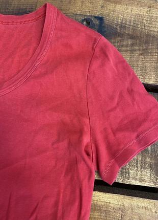 Женская базовая хлопковая футболка marks&spencer (маркс и спенсер хлрр идеал оригинал красная)5 фото