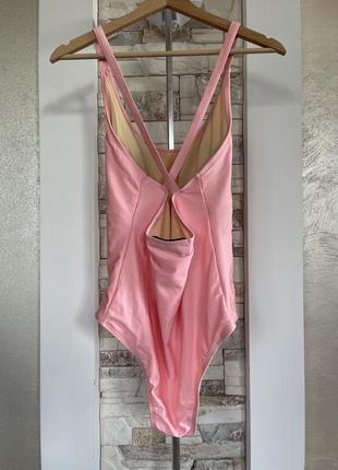 Слитный розовый купальник с лого в стиле gucci5 фото
