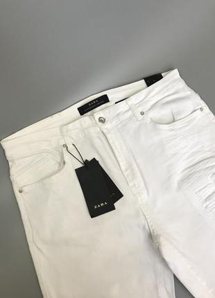 Нові стильні джинси zara, білі, з порваностями, рвані, зара, білосніжні, приталені, скінні, skinny, бойфренди, boyfriend, mom, мом4 фото