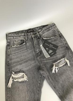 Стильные рваные джинсы bershka slim fit, серые, бершка, новые, оригинал, с рваностями, порванные, градиент, на замке, змейке, брюки, брюки, трендовые3 фото