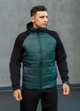 Мужской комплект куртка+штаны спортивный повседневный костюм джоггеры куртка реглан  серый чёрный зелёный бутылка3 фото