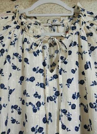 Актуальная блузка блуза рубашка вышиванка цветочный принт бренд tu women, р.143 фото