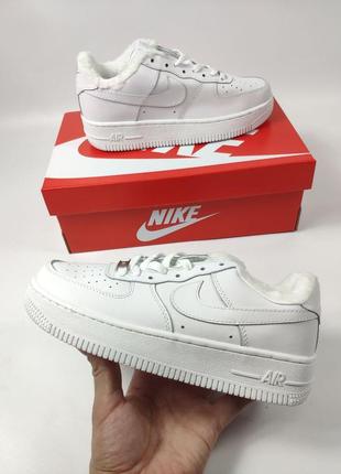 Кроссовки женские nike air force low white (белые) с мехом