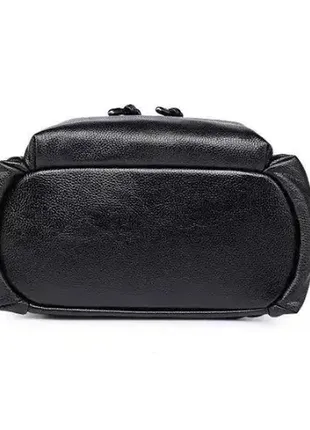 Шкіряний жіночий рюкзак чорний3 фото