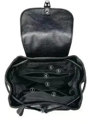 Шкіряний жіночий рюкзак чорний7 фото