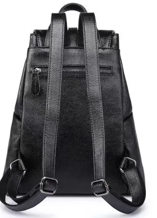 Шкіряний жіночий рюкзак чорний6 фото