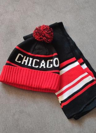 Детский комплект chicago, оригинал сша, зимняя шапка и шарф на девочку / мальчика
