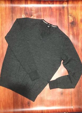 Джемпер шерстяной jerem black collection, мужской люксовый серый свитер, серый шерстяной пуловер2 фото