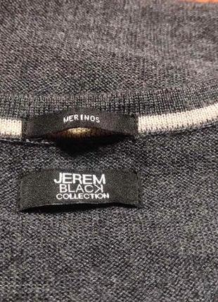 Джемпер шерстяной jerem black collection, мужской люксовый серый свитер, серый шерстяной пуловер3 фото