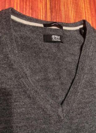 Джемпер шерстяной jerem black collection, мужской люксовый серый свитер, серый шерстяной пуловер5 фото