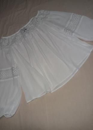 Стильная белая блузка блузка с вышивкой кружевом4 фото
