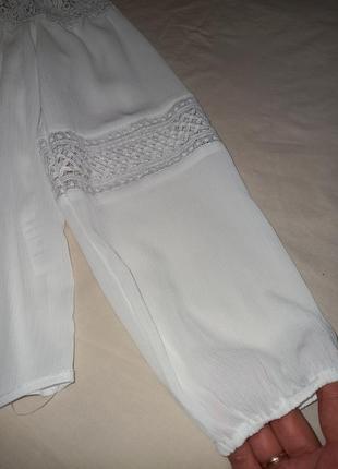 Стильная белая блузка блузка с вышивкой кружевом5 фото