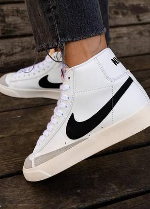 Мужские кроссовки nike blazer mid white black 43-445 фото