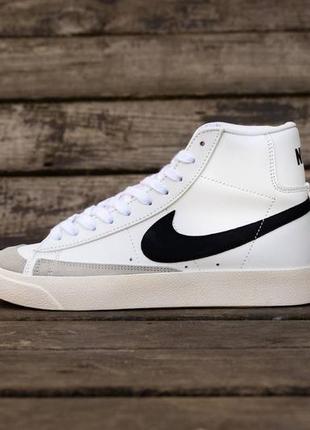 Мужские кроссовки nike blazer mid white black 43-444 фото