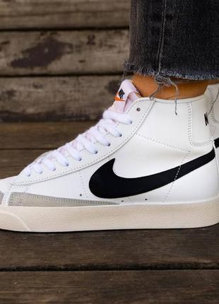 Мужские кроссовки nike blazer mid white black 43-448 фото