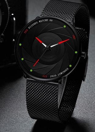Класичний чоловічий годинник dijanes watche з червоними стрілками2 фото