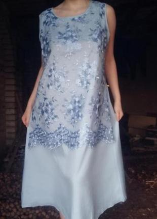 Вечірня сукня з елементами мережива вільного крою , св'яткове плаття2 фото