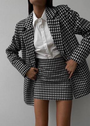 Твидовый костюм в стиле зара пиджак в гусину лапку + юбка люкс качество 🔥🔥1 фото