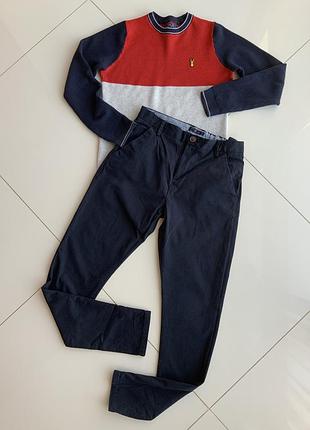 Next темно синие брюки из хлопка