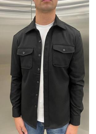 Рубашка куртка мужская кашемир черная турция / курточка сорочка чоловіча кашемір чорна турречина