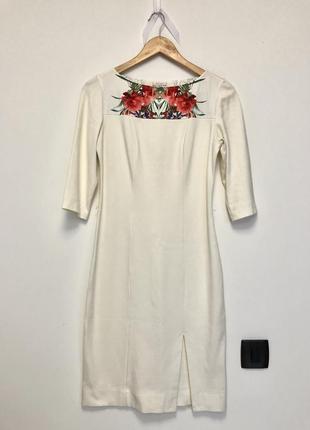 Елегантна біла сукня rolada / ошатне молочне плаття футляр з розрізом