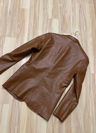 Піджак жакет рудий шкіряний під шкіру класичний піджак8 фото