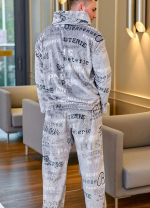 Пижама мужская махровая с капюшоном 2 цвета 46-48 50-52 54-56 abr711-166ве3 фото